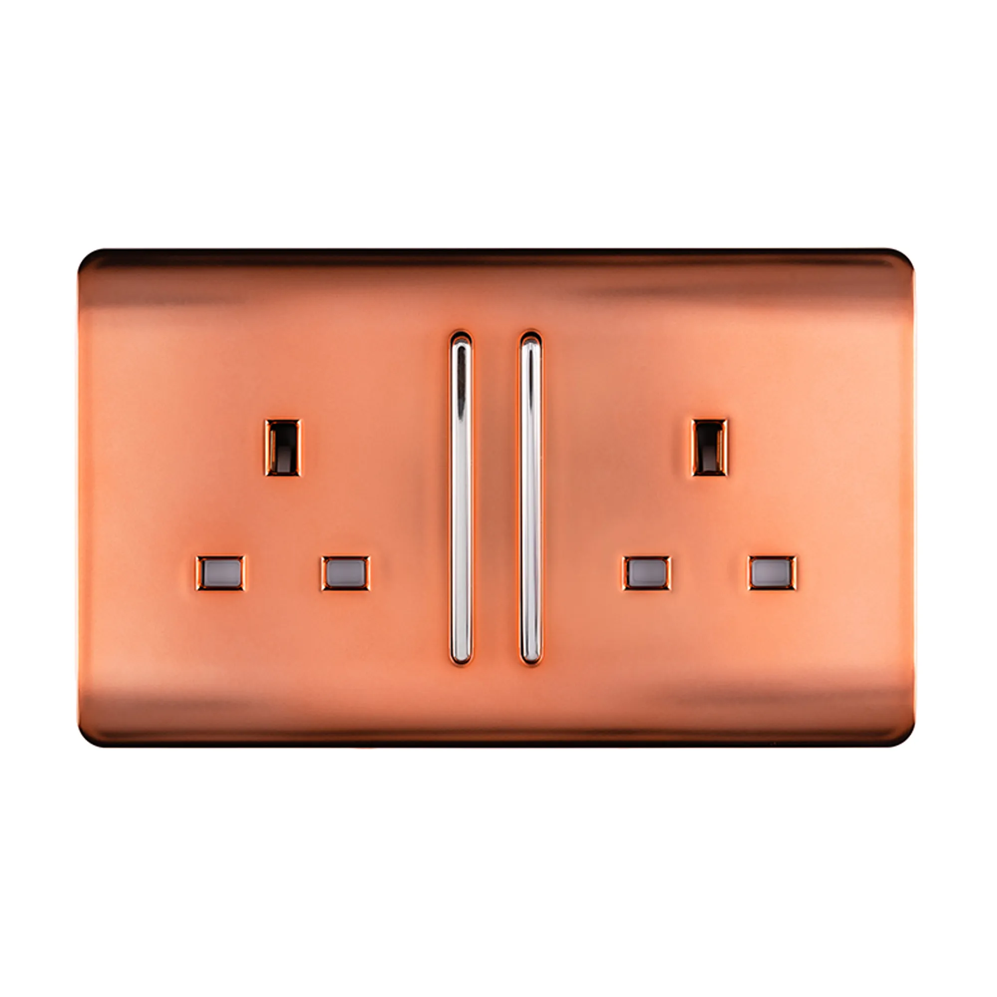 2 Gang 13Amp Long Switched Double Socket Copper